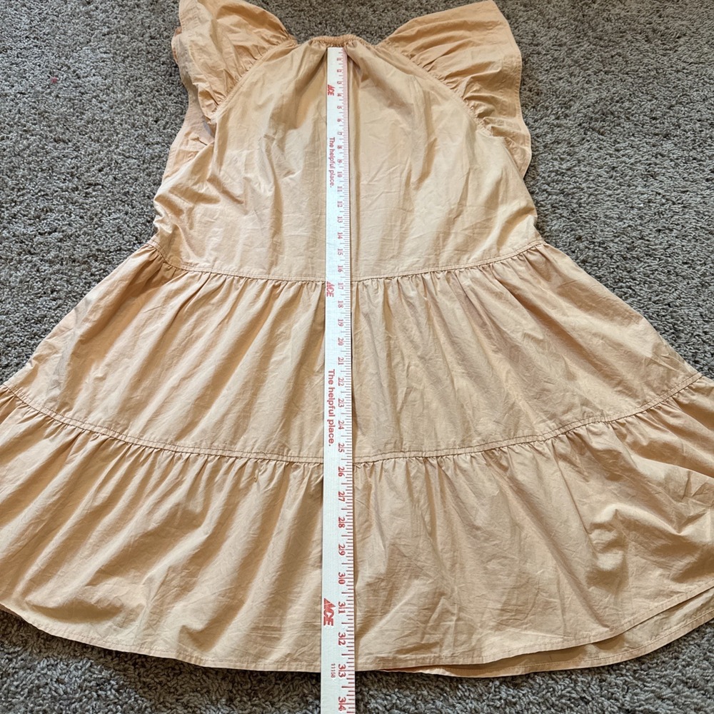 A.L.C. Harper Ruffle Sleeve Dress Peach Orange Mini Cotton Tiered A Line US 8 - Picture 6 of 6